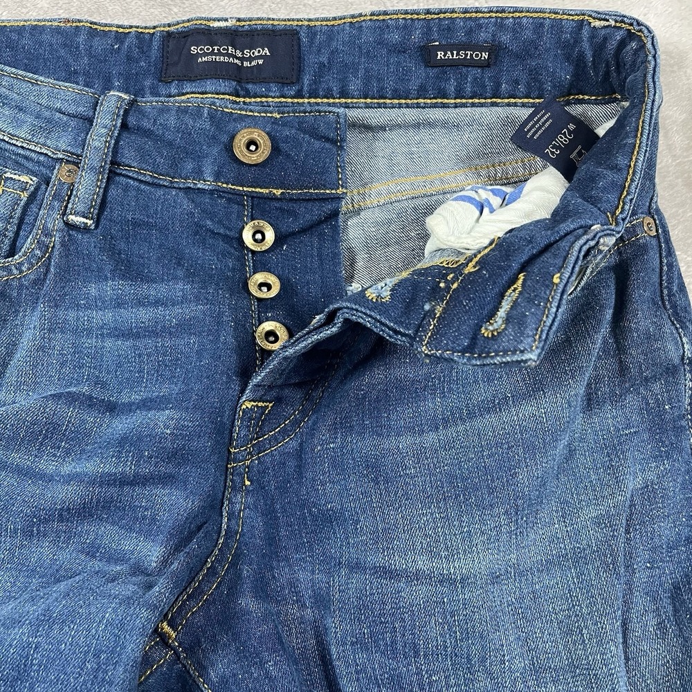 Scotch & Soda Men's Straight Leg Ralston X  Button Fly Mid-rise Jeans 28 x 32